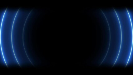 Wall Mural - abstract blue neon light circle loading icon and neon radio waves animation 4k video.