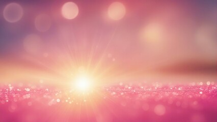 Wall Mural - abstract bokeh background a bright pink background with a bright sun shining through the lens 