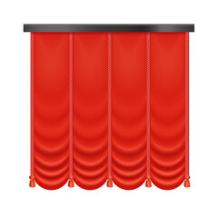 Wall Mural - Red velvet, of satin closed curtains with 3D drapery for theatre stage, show or movie vector illustration