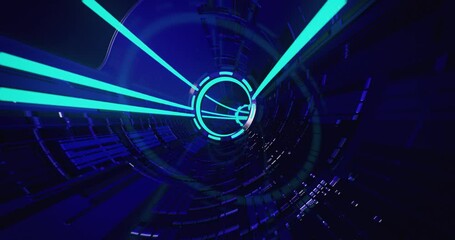 Flying through a tunnel. The concept of the technology of the future. The Internet. Optics. Looped video. 3D rendering