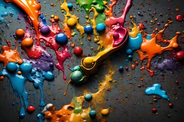 Aufkleber - red green and yellow liquid