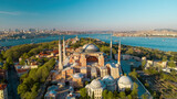 Fototapeta Miasto - Beautiful view on Hagia Sophia in Istanbul, Turkey