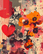 Abstract collage background - Love and flowers theme - Artistic design