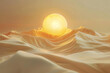 A dreamlike vision of a desert with sand dunes centered around a glowing yolky sun