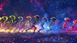 © pprothien - A group of friendly aliens participating in an intergalactic marathon blending speed and stamina across starlit paths