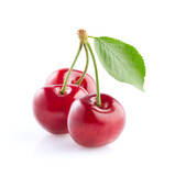 Fototapeta Lawenda - Sweet cherries on white background