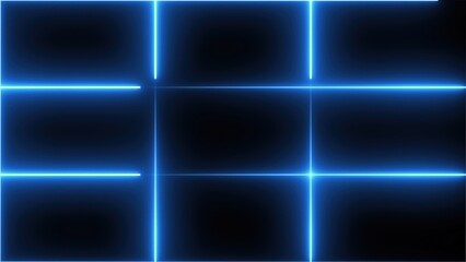 Poster - Blue neon grid. Computer generated 3d render