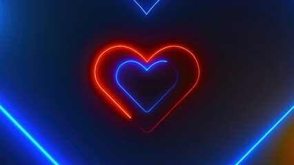 Poster - Heart Neon tunnel. Computer generated 3d render