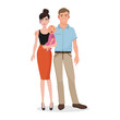 © lembergvector - Young couple standing together and hugging, mother holding newborn baby vector illustration