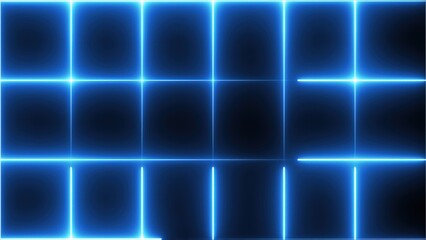Poster - Blue neon grid. Computer generated 3d render