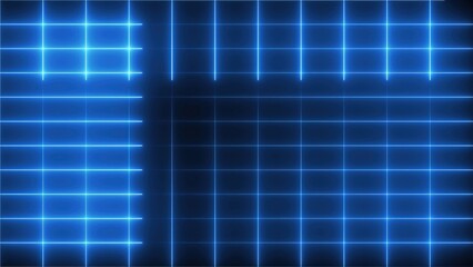 Poster - Blue neon grid. Computer generated 3d render