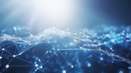 Blue technology network connection. Digital structure of dots and line particles