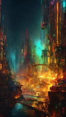 Canvas Print - fire in the city