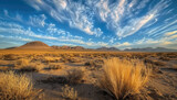 Fototapeta  - Nevada Mojave Desert, southern nevada, road in the desert, american desert, desert landscape, emty desert