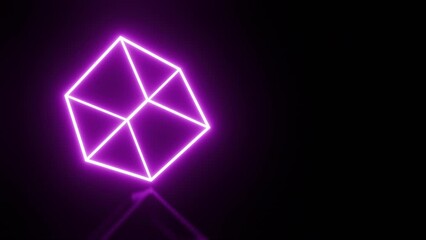 Poster - Purple neon cube. Computer generated 3d render