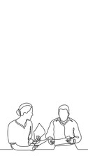 Poster - self drawing continuous line animation of people talking conversation vertical video with copy space