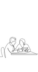 Poster - self drawing continuous line animation of people talking conversation vertical video with copy space