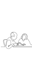 Poster - self drawing continuous line animation of people talking conversation vertical video with copy space