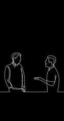 Poster - self drawing continuous line animation of people talking conversation vertical video black backgroun