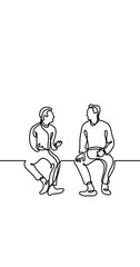 Poster - self drawing continuous line animation of people talking conversation vertical video with copy space