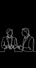 Poster - self drawing continuous line animation of people talking conversation vertical video black backgroun