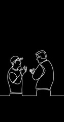 Poster - self drawing continuous line animation of people talking conversation vertical video black backgroun
