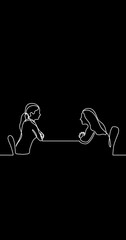 Poster - self drawing continuous line animation of people talking conversation vertical video black backgroun