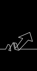 Poster - animation of continuous line drawing of arrow vertical video black background