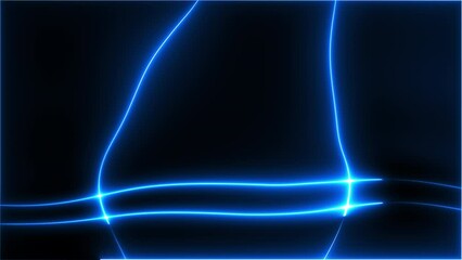 Poster - Waving neon blue lines. Computer generated 3d render