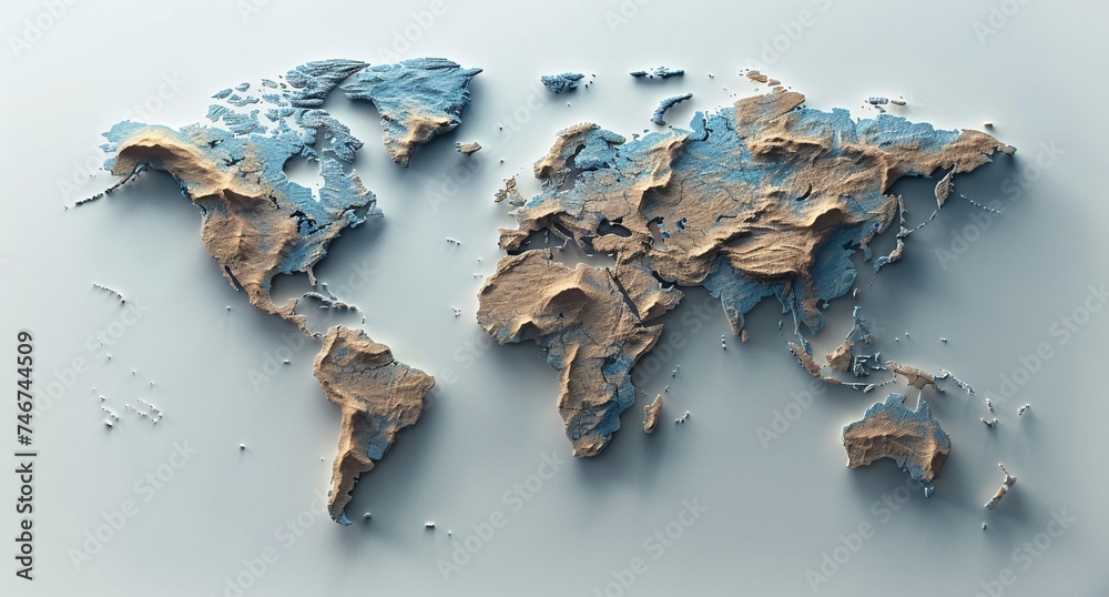 3D world map illustration Stock Illustration | Adobe Stock