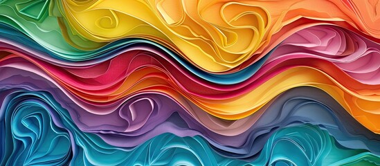 Poster - A vibrant and textured multicolored abstract background featuring wavy lines that create a mesmerizing visual effect. The combination of colors and patterns forms a dynamic and engaging composition.