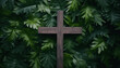 Palm Sunday Easter wooden cross. Holy Week