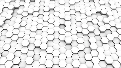 Aufkleber - Abstract white Hexagonal. Computer generated 3d render