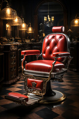 Wall Mural - Old-school barber chairs: Vintage and stylish salon furniture.