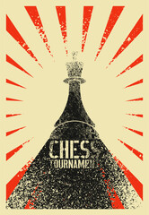 Wall Mural - Chess tournament typographical vintage grunge style poster design. Retro vector illustration.