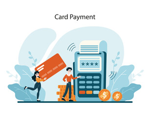 Wall Mural - Dynamic portrayal of secure debit and credit card processing at a point of sale