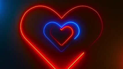 Poster - Heart Neon tunnel. Computer generated 3d render