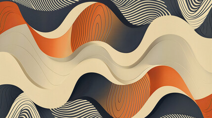 Poster - Abstract Symphony: A Dance of Earthy Tones and Wavy Lines