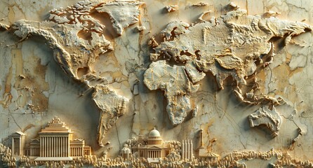 Wall Mural - 3D world map illustration