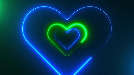 Poster - Heart Neon tunnel. Computer generated 3d render