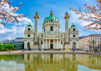 Sticker - Karlskirche church in spring, Vienna, Austria