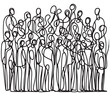 © pylypchuk25 - Abstract people, crowd, black simple one line doodle, modern