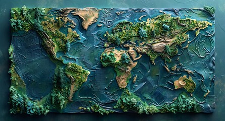 3D world map illustration	
