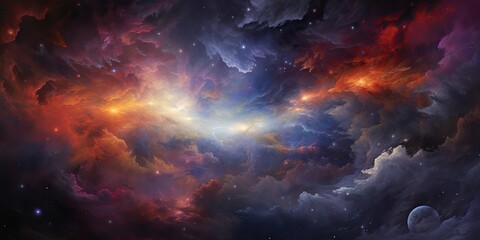 Wall Mural - AI Generated. AI Generative. Galaxy space cosmic decorative universe galaxy background in pink dark colors. Graphic Art