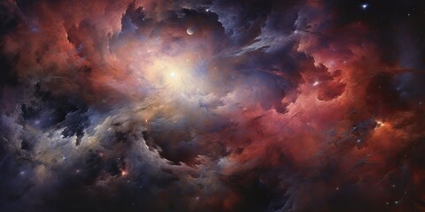 Wall Mural - AI Generated. AI Generative. Galaxy space cosmic decorative universe galaxy background in pink dark colors. Graphic Art