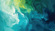 abstract swirling painting of turquoises blues green