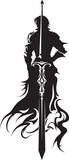 Fototapeta  - Regal Sentinel Black Vector Logo of Knight Soldier Brave Defender Knight Soldier Raised Sword in Black