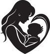 © BABBAN - Eternal Nurturer Black Logo Design of Mother and Child Tender Guardian Vector Black Emblem of Motherhood
