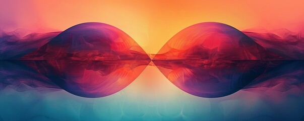 Poster - Modern minimalist design features abstract symmetry, gradient texture, and a splash of color in its essence.