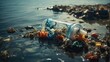  Plastic remains in water polluted ocean ecologic concept water pollution  Environmental day